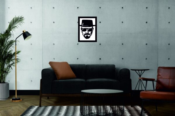 SSDECO.es | Cuadro Decorativo de Pared Walter White - Arte en Madera Negro con Fondo Blanco, 30x41 cm - Decoración Moderna para Salón, Dormitorio y Oficina